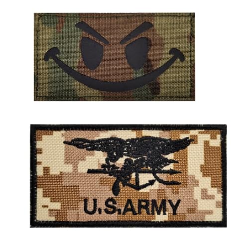 Taktische Militär-Patches – IR-reflektierend (2er-Pack), Klettverschluss, Moral-Embleme für Rucksäcke, Helme und taktische Ausrüstung (US-Armee-Patch) von walitefu