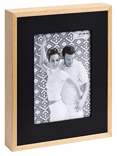 walther design Bilderrahmen schwarz 10 x 15 cm Holz-Portraitrahmen mit Holzpassepartout, Double YP015B von walther design