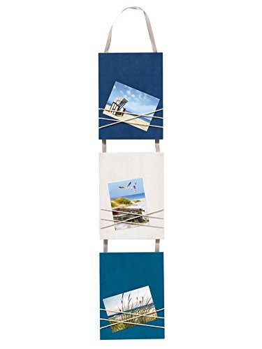 walther design Bilderrahmen blau 3X 8x11 cm Holz-Galerie mit Kordel als Fotohalterung, La Casa YO381L von walther design