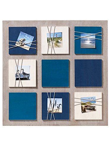 walther design Bilderrahmen blau 6X 8x8 cm Holz-Galerie mit Kordel als Fotohalterung, La Casa YO688L von walther design