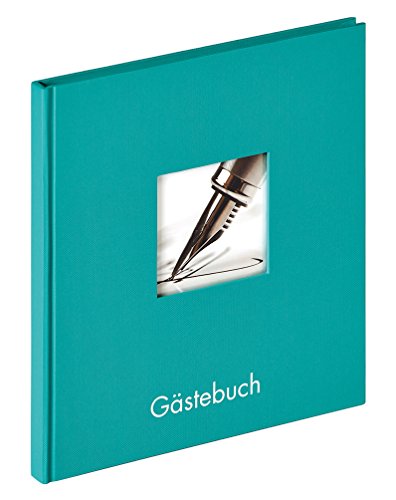 walther design Gästebuch petrolgrün 23 x 25 cm mit Cover-Ausstanzung und Prägung, Fun GB-205-K von walther design