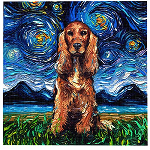 kreuzstich stickpackungen vorgedruckt bilder kinder erwachsene anfanger Cocker Spaniel kreuzstich set diy 11ct Baumwolle Stoff Vorsortierte Garne SchlafzimmerInnendekoration (40×50cm) von wangcatcai