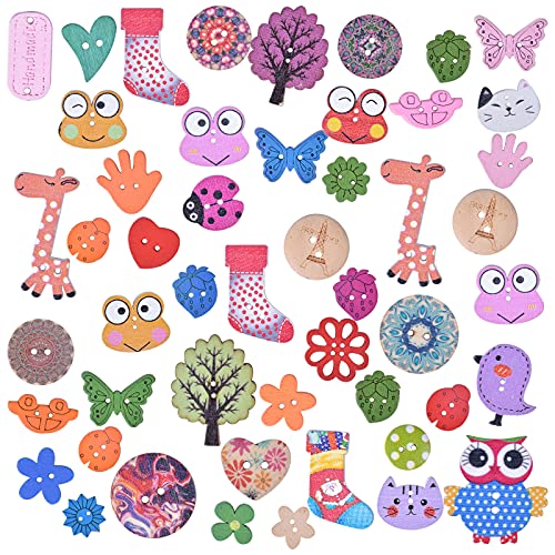 50 Stück DIY Basteln Nähen, Tiere Knöpfe, Holz Knopf, Bunte Knöpfe für Nähen Handwerk 50 Stück DIY Basteln Nähen, Tiere Knöpfe, Holz Knopf, Bunte Knöpfe für Nähen Handwerk von wangjiangda