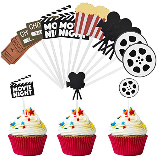 Filmabend Cake Topper Geburtstag 12 Stk Happy Birthday Tortendeko Kuchen Topper Tortenaufsatz Kuchendeckel für Kino Film Thema Party Baby Shower Party Dekorationen Lieferungen Hochzeits Abschlussfeier von wangjiangda