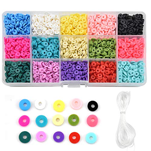 Polymer Clay Perlen 2850 Stück 15 Farben 6mm Flache Runde Tonperlen für DIY-Dekoration Herstellung von Armbändern Halskette Ohrring Fußkettchen von wangjiangda