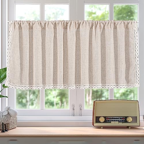 wangjiangda Kurze Vorhänge Fenster, Leinen Scheibengardine, Scheibengardine Bistrogardine mit Spitze Kurzgardinen, Halber Vorhang Küchengardinen für Café-Küche Wohnzimmer und Dekoration 150 X 45 cm wangjiangda Kurze Vorhänge Fenster, Leinen Scheibengardine, Scheibengardine Bistrogardine mit Spitze Kurzgardinen, Halber Vorhang Küchengardinen für Café-Küche Wohnzimmer und Dekoration 150 X 45 cm von wangjiangda