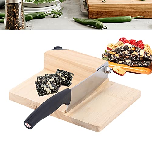 Hebelschneider für Küche, Küchenschneider Guillotine-Schneider aus Edelstahl & Gummi Holz, Käseguillotine Wurstschneider mit Messerschärfer für Reiskuchen Rindfleisch Jerky Schinken Wurst Käse, 15.8cm von wanwanper
