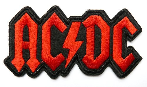 ACDC Orange & Schwarz bestickter Aufnäher zum Aufnähen oder Aufbügeln, 12 cm x 7 cm von wardah limited