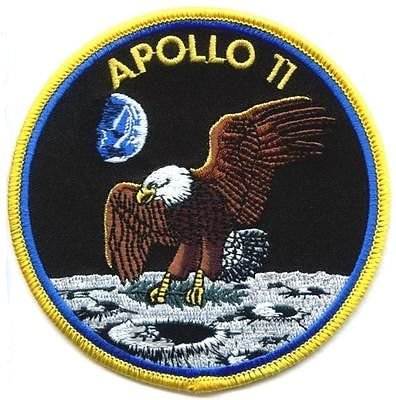 Nasa Apollo 11 Aufnäher, gelber Rand, bestickt, zum Aufnähen oder Aufbügeln, 10 cm von wardah limited