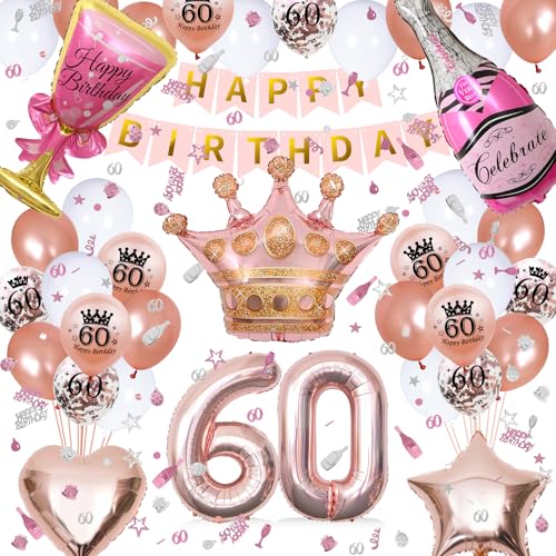 Waziwe Deko 60 Geburtstag Frau, 60. Geburtstagsballons in Verschiedenen Formen und Farben, Geburtstagsbanner und Tischdeko Machen Ihren Tag Unvergesslich Waziwe Deko 60 Geburtstag Frau, 60. Geburtstagsballons in Verschiedenen Formen und Farben, Geburtstagsbanner und Tischdeko Machen Ihren Tag Unvergesslich von waziwe