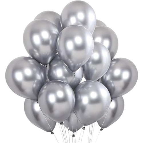 Waziwe [36Stück] Silberne Luftballons Geburtstag • Premium Ballons aus 100% Naturlatex • Luftballon Girlande für Luftballons Hochzeit Jungen Mädchen Partydeko Babyparty Jahrestag Deko von waziwe