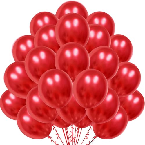 Waziwe [60 Stück] Rote Luftballons Geburtstag • Premium Ballons aus 100% Naturlatex • Luftballon Girlande für Luftballons Hochzeit Mädchen Partydeko Babyparty Jahrestag Deko von waziwe