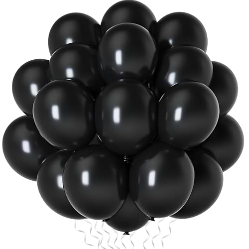 Waziwe [60 Stück] Schwarze Luftballons Geburtstag • Premium Ballons aus 100% Naturlatex • Luftballon Girlande für Luftballons Hochzeit Jungen Mädchen Partydeko Babyparty Jahrestag Deko von waziwe