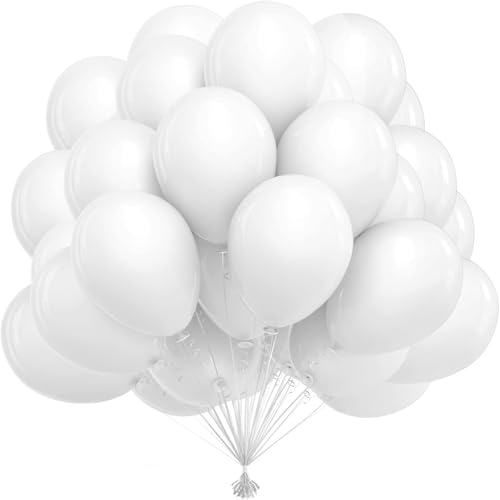 Waziwe [60 Stück] Weiße Luftballons Geburtstag • Premium Ballons aus 100% Naturlatex • Luftballon Girlande für Luftballons Hochzeit Jungen Mädchen Partydeko Babyparty Jahrestag Deko von waziwe