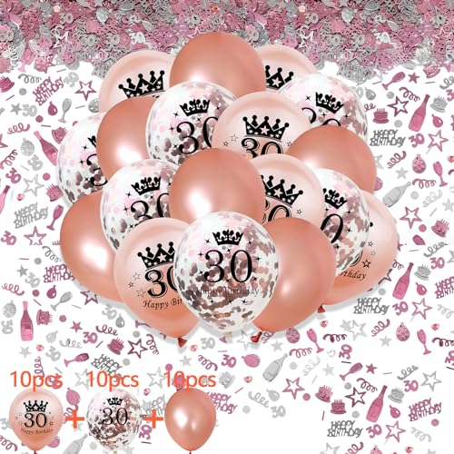 waziwe Luftballons Geburtstagsdeko Pink, Luftballons 30. Geburtstag Frau, Deko 30 Geburtstag Frau, Konfetti Geburtstag Deko Frau, 30 Geburtstag Frauen Deko, Streudeko Geburtstag von waziwe