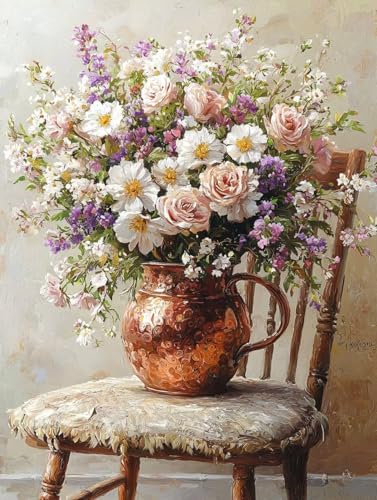 Blumen Hocker 5D Diamond Painting Set Erwachsene Groß, DIY Diamant Painting Kinder, Quadrat Vollbohrer Handbuch Stickerei Bilder 70x95cm Home Wand Wohnzimmer Dekorationen, Geeignet Als Geschenk. Ni455 von wcusmmog
