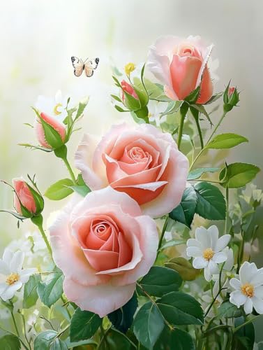 Blumen Schmetterlinge 5D Diamond Painting Set Erwachsene Groß, DIY Diamant Painting Kinder, Quadrat Vollbohrer Handbuch Stickerei 100x135cm Home Wand Wohnzimmer Dekor, Geeignet Als Geschenk. Ni-459 von wcusmmog
