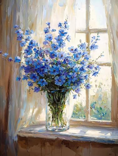 Blumen Vase Fenster 5D Diamond Painting Set Erwachsene Groß, DIY Diamant Painting Kinder, Quadrat Vollbohrer Handbuch Stickerei Bilder 80x110cm Home Wand Wohnzimmer Dekor, Geeignet Als Geschenk. Ni463 von wcusmmog