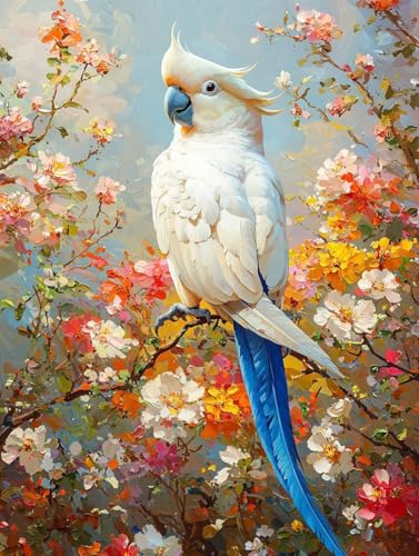 Papagei Blumen 5D Diamond Painting Set Erwachsene Groß, DIY Diamant Painting Kinder, Quadrat Vollbohrer Handbuch Stickerei Bilder 50x70cm Home Wand Wohnzimmer Dekor, Geeignet Als Geschenk. Ni-525 von wcusmmog