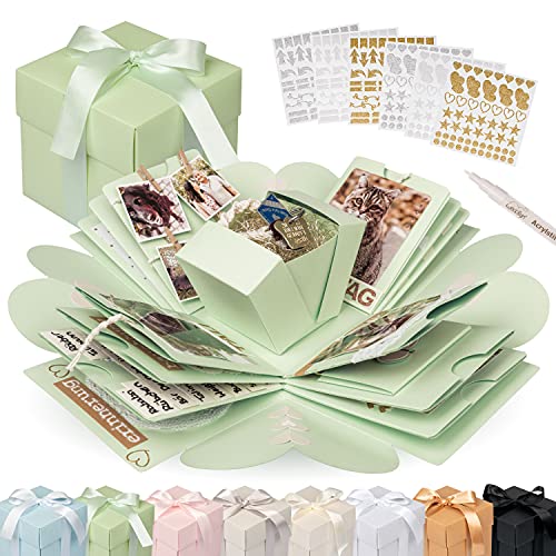 weddlyn® – Überraschungsbox – hochwertiges Papier & Verarbeitung – Explosionsbox mit modernen Stickern und Stift – Überraschungsboxen – Bilderbox inkl. Anleitung – Mint (matt) von weddlyn