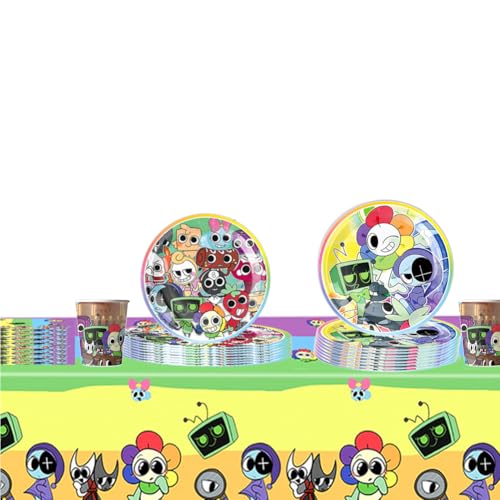 51PCS Dandy Par-ty Supplies, Dandy Party Geschirr Geschirr, Horror Games Partygeschirr, Inklusive Tischdecke Teller Becher Servietten Geburtstag Party Dekoration für 10 Kinder 51PCS Dandy Par-ty Supplies, Dandy Party Geschirr Geschirr, Horror Games Partygeschirr, Inklusive Tischdecke Teller Becher Servietten Geburtstag Party Dekoration für 10 Kinder von wedfcvrt