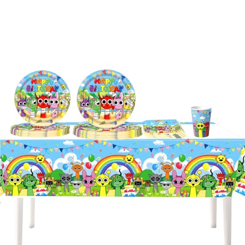 61PCS Sp-runki Par-ty Supplies, Sp-runki Party Geschirr Geschirr, Horror Games Partygeschirr, Inklusive Tischdecke Teller Becher Servietten Geburtstag Party Dekoration für 20 Kinder 61PCS Sp-runki Par-ty Supplies, Sp-runki Party Geschirr Geschirr, Horror Games Partygeschirr, Inklusive Tischdecke Teller Becher Servietten Geburtstag Party Dekoration für 20 Kinder von wedfcvrt