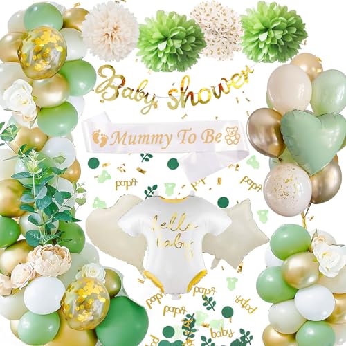 Baby Shower Deko, BabyParty Neutral für Mädchen Junge, Grün Oh Baby Luftballons, Gender Reveal, Ballon für Boy Girl Baby Shower Deko, BabyParty Neutral für Mädchen Junge, Grün Oh Baby Luftballons, Gender Reveal, Ballon für Boy Girl von weeyin