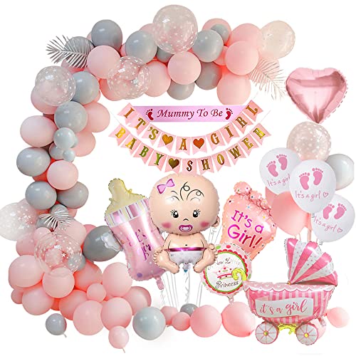 Baby Shower Dekorationen Mädchen, Babyparty Mädchen Dekoration mit Rosa Baby Luftballons mädchen, Its a Girl Banner, Baby Luftballons für Baby Party Dekoration Mädchen Baby Shower Deko Mehrweg Baby Shower Dekorationen Mädchen, Babyparty Mädchen Dekoration mit Rosa Baby Luftballons mädchen, Its a Girl Banner, Baby Luftballons für Baby Party Dekoration Mädchen Baby Shower Deko Mehrweg von weeyin