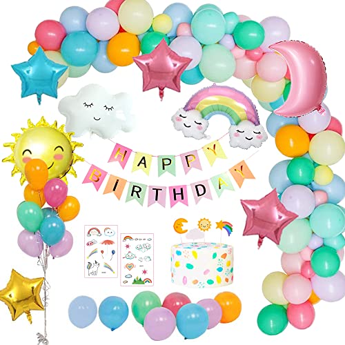 weeyin Geburtstagsdeko Mädchen, Pastell Deko Geburtstag Mädchen Happy Birthday Girlande, Regenbogen Wolken Geburtstags Dekoration Luftballons für Kinder geburtstagsdeko Mädchen Babyparty Mehrweg weeyin Geburtstagsdeko Mädchen, Pastell Deko Geburtstag Mädchen Happy Birthday Girlande, Regenbogen Wolken Geburtstags Dekoration Luftballons für Kinder geburtstagsdeko Mädchen Babyparty Mehrweg von weeyin
