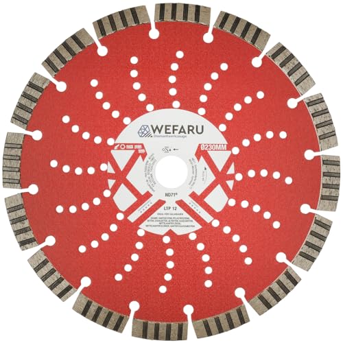 WEFARU Diamanttrennscheibe 230 mm – Turbo-Segmente 12 mm – Beton, Stahlbeton, Granit – 22,23 mm Bohrung – Winkelschleifer & Trennschleifer – Profiqualität EVO-Line WEFARU Diamanttrennscheibe 230 mm – Turbo-Segmente 12 mm – Beton, Stahlbeton, Granit – 22,23 mm Bohrung – Winkelschleifer & Trennschleifer – Profiqualität EVO-Line von wefaru