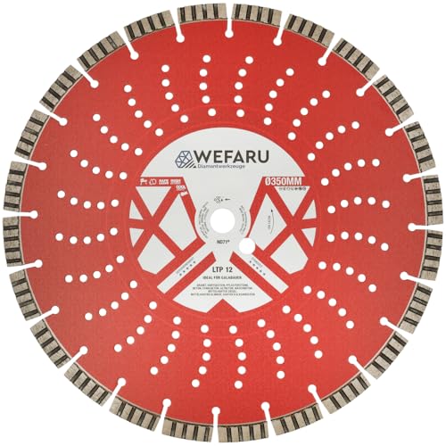 WEFARU Diamanttrennscheibe 350 mm – Turbo-Segmente 12 mm – Beton, Stahlbeton, Granit – 20,0 mm Bohrung – Trennschleifer & Tischsägen – Profiqualität EVO-Line WEFARU Diamanttrennscheibe 350 mm – Turbo-Segmente 12 mm – Beton, Stahlbeton, Granit – 20,0 mm Bohrung – Trennschleifer & Tischsägen – Profiqualität EVO-Line von wefaru