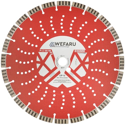 WEFARU Diamanttrennscheibe 350 mm – Turbo-Segmente 12 mm – Beton, Stahlbeton, Granit – 25,4 mm Bohrung – Trennschleifer & Tischsägen – Profiqualität EVO-Line WEFARU Diamanttrennscheibe 350 mm – Turbo-Segmente 12 mm – Beton, Stahlbeton, Granit – 25,4 mm Bohrung – Trennschleifer & Tischsägen – Profiqualität EVO-Line von wefaru