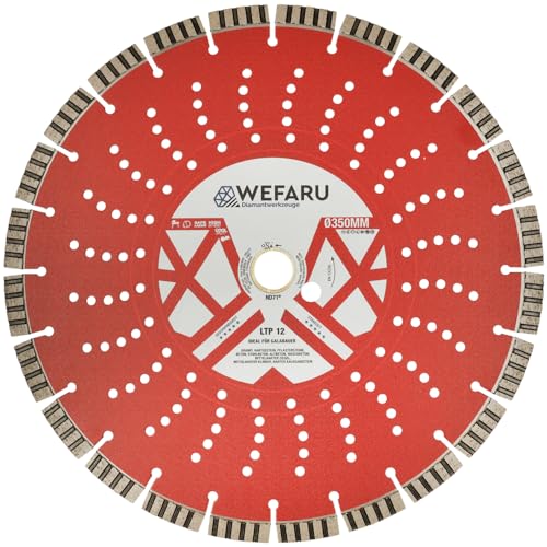 WEFARU Diamanttrennscheibe 350 mm – Turbo-Segmente 12 mm – Beton, Stahlbeton, Granit – 30,0 mm Bohrung – Trennschleifer & Tischsägen – Profiqualität EVO-Line WEFARU Diamanttrennscheibe 350 mm – Turbo-Segmente 12 mm – Beton, Stahlbeton, Granit – 30,0 mm Bohrung – Trennschleifer & Tischsägen – Profiqualität EVO-Line von wefaru
