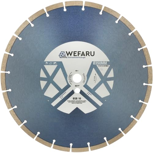 WEFARU Diamanttrennscheibe BSB 10 Ø 350 mm – Trennscheibe mit 10 mm Block-Segmenten – für Beton, Ziegel, Kalksandstein – Ø 350 x 20,0 mm – Nass & Trocken – Trennschleifer & Tischsägen WEFARU Diamanttrennscheibe BSB 10 Ø 350 mm – Trennscheibe mit 10 mm Block-Segmenten – für Beton, Ziegel, Kalksandstein – Ø 350 x 20,0 mm – Nass & Trocken – Trennschleifer & Tischsägen von wefaru