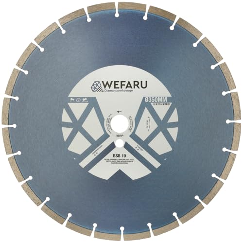 WEFARU Diamanttrennscheibe BSB 10 Ø 350 mm – Trennscheibe mit 10 mm Block-Segmenten – für Beton, Ziegel, Kalksandstein – Ø 350 x 25,4 mm – Nass & Trocken – Trennschleifer & Tischsägen WEFARU Diamanttrennscheibe BSB 10 Ø 350 mm – Trennscheibe mit 10 mm Block-Segmenten – für Beton, Ziegel, Kalksandstein – Ø 350 x 25,4 mm – Nass & Trocken – Trennschleifer & Tischsägen von wefaru