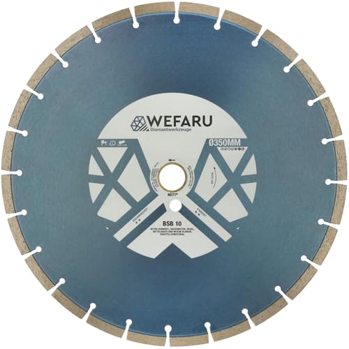 WEFARU Diamanttrennscheibe BSB 10 Ø 350 mm – Trennscheibe mit 10 mm Block-Segmenten – für Beton, Ziegel, Kalksandstein – Ø 350 x 30,0 mm – Nass & Trocken – Trennschleifer & Tischsägen WEFARU Diamanttrennscheibe BSB 10 Ø 350 mm – Trennscheibe mit 10 mm Block-Segmenten – für Beton, Ziegel, Kalksandstein – Ø 350 x 30,0 mm – Nass & Trocken – Trennschleifer & Tischsägen von wefaru