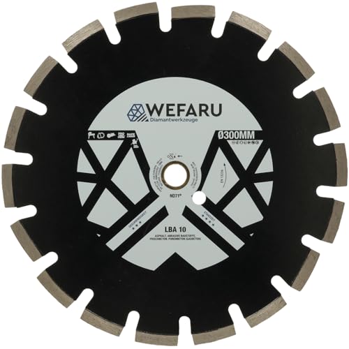 WEFARU Diamanttrennscheibe LBA 10 Ø 300 mm, 20,0 mm Bohrung – Trennscheibe für Asphalt, Frischbeton & abrasive Baustoffe von wefaru