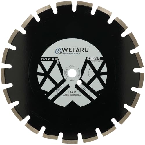 WEFARU Diamanttrennscheibe LBA 10 Ø 350 mm, 20,0 mm Bohrung – Trennscheibe für Asphalt, Frischbeton & abrasive Baustoffe von wefaru