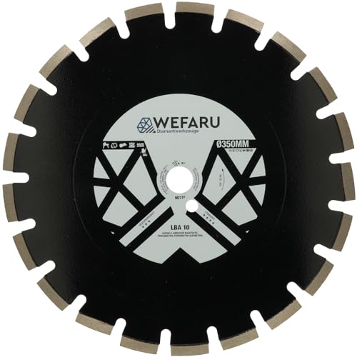WEFARU Diamanttrennscheibe LBA 10 Ø 350 mm, 25,4 mm Bohrung – Trennscheibe für Asphalt, Frischbeton & abrasive Baustoffe von wefaru