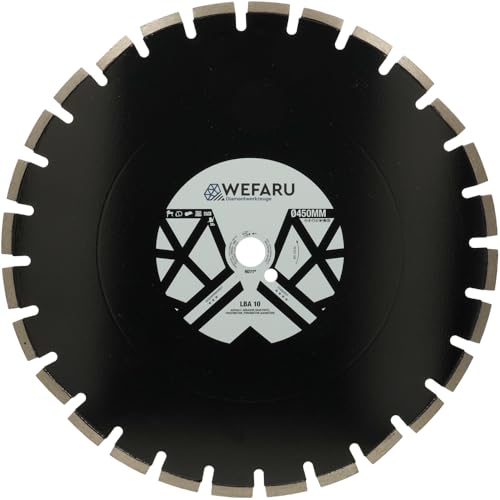 WEFARU Diamanttrennscheibe LBA 10 Ø 450 mm, 25,4 mm Bohrung – Trennscheibe für Asphalt, Frischbeton & abrasive Baustoffe von wefaru