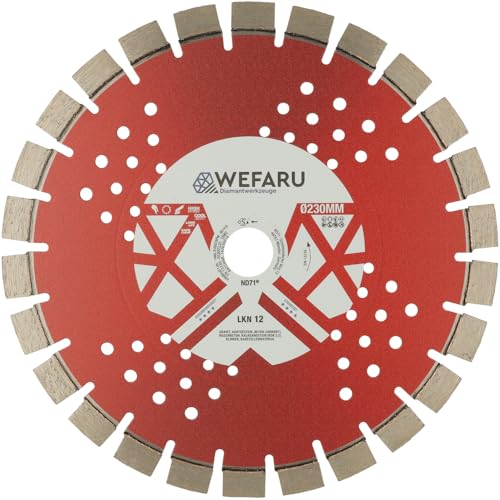 WEFARU Diamanttrennscheibe LKN 12 Ø 230 mm, 22,23 mm Bohrung – Kurzzahn-Segmente – für Granit, Beton, Klinker – Nass & Trocken WEFARU Diamanttrennscheibe LKN 12 Ø 230 mm, 22,23 mm Bohrung – Kurzzahn-Segmente – für Granit, Beton, Klinker – Nass & Trocken von wefaru