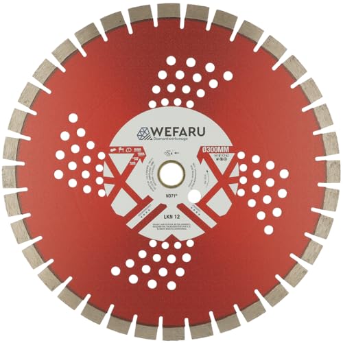 WEFARU Diamanttrennscheibe LKN 12 Ø 300 mm, 30,0 mm Bohrung – Kurzzahn-Segmente – für Granit, Beton, Klinker – Nass & Trocken WEFARU Diamanttrennscheibe LKN 12 Ø 300 mm, 30,0 mm Bohrung – Kurzzahn-Segmente – für Granit, Beton, Klinker – Nass & Trocken von wefaru