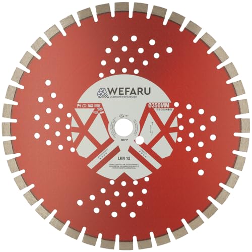 WEFARU Diamanttrennscheibe LKN 12 Ø 350 mm, 25,4 mm Bohrung – Kurzzahn-Segmente – für Granit, Beton, Klinker – Nass & Trocken WEFARU Diamanttrennscheibe LKN 12 Ø 350 mm, 25,4 mm Bohrung – Kurzzahn-Segmente – für Granit, Beton, Klinker – Nass & Trocken von wefaru