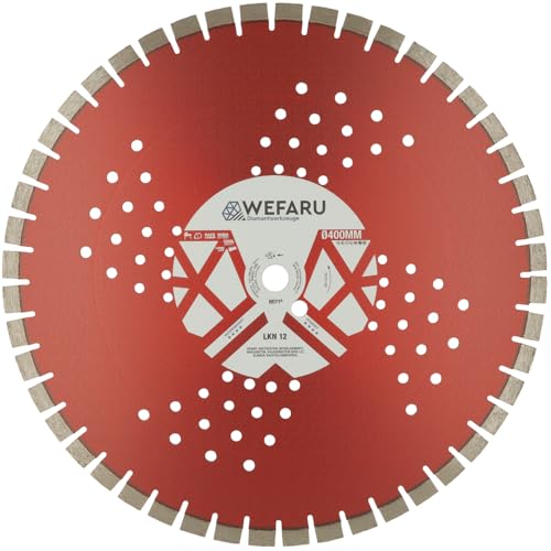 WEFARU Diamanttrennscheibe LKN 12 Ø 400 mm, 20,0 mm Bohrung – Kurzzahn-Segmente – für Granit, Beton, Klinker – Nass & Trocken WEFARU Diamanttrennscheibe LKN 12 Ø 400 mm, 20,0 mm Bohrung – Kurzzahn-Segmente – für Granit, Beton, Klinker – Nass & Trocken von wefaru