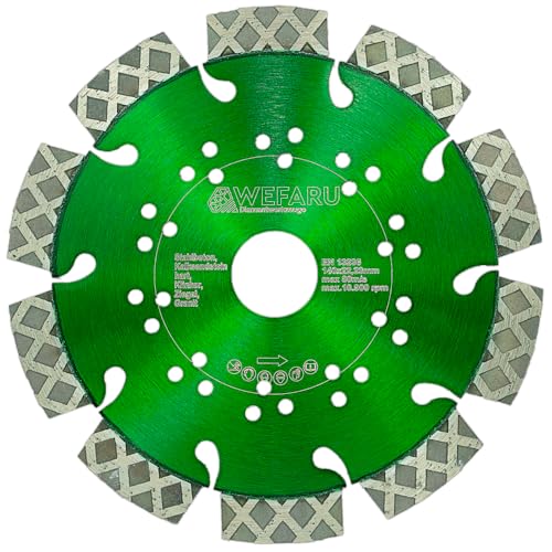 WEFARU Diamanttrennscheibe MGX 12 Ø 140 mm – Profi Plus für Stahlbeton, Granit, Klinker – Turbo-X – Nass & Trocken – für Winkelschleifer & Schlitzfräse WEFARU Diamanttrennscheibe MGX 12 Ø 140 mm – Profi Plus für Stahlbeton, Granit, Klinker – Turbo-X – Nass & Trocken – für Winkelschleifer & Schlitzfräse von wefaru
