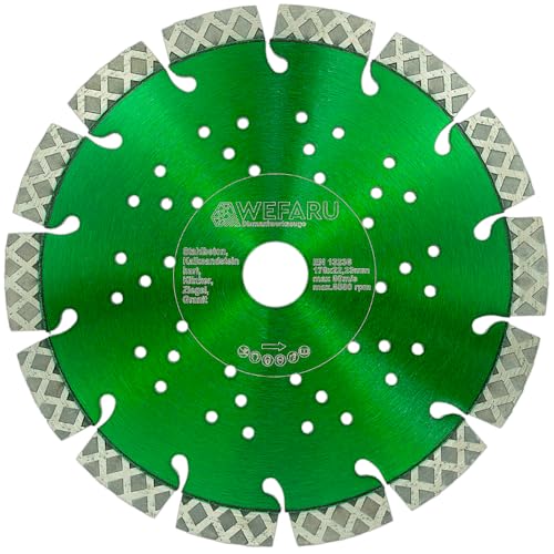 WEFARU Diamanttrennscheibe MGX 12 Ø 180 mm – Profi Plus für Stahlbeton, Granit, Klinker – Turbo-X – Nass & Trocken – für Winkelschleifer & Schlitzfräse WEFARU Diamanttrennscheibe MGX 12 Ø 180 mm – Profi Plus für Stahlbeton, Granit, Klinker – Turbo-X – Nass & Trocken – für Winkelschleifer & Schlitzfräse von wefaru