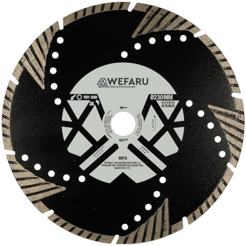 WEFARU Diamanttrennscheibe MPA Ø 230 mm, 22,23 mm Bohrung – Spezial-Trennscheibe für Porenbeton, Kalksandstein & abrasive Baustoffe von wefaru