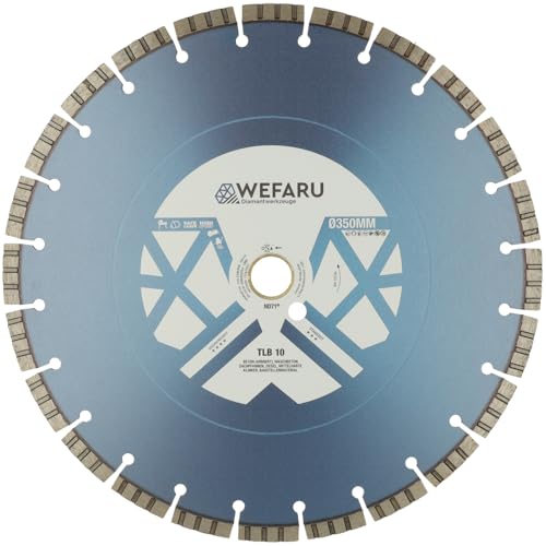 WEFARU Diamanttrennscheibe TLB 10 Ø 350 mm – Turbo-Segmente, 30,0 mm Bohrung, 10 mm Segmenthöhe – Profi-Trennscheibe für Beton, Ziegel, Kalksandstein, Waschbeton – Nass- & Trockenschnitt von wefaru