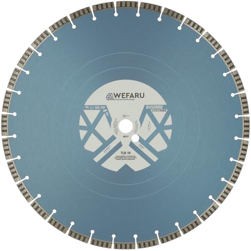 WEFARU Diamanttrennscheibe TLB 10 Ø 450 mm – Turbo-Segmente, 25,4 mm Bohrung, 10 mm Segmenthöhe – Profi-Trennscheibe für Beton, Ziegel, Kalksandstein, Waschbeton – Nass- & Trockenschnitt WEFARU Diamanttrennscheibe TLB 10 Ø 450 mm – Turbo-Segmente, 25,4 mm Bohrung, 10 mm Segmenthöhe – Profi-Trennscheibe für Beton, Ziegel, Kalksandstein, Waschbeton – Nass- & Trockenschnitt von wefaru