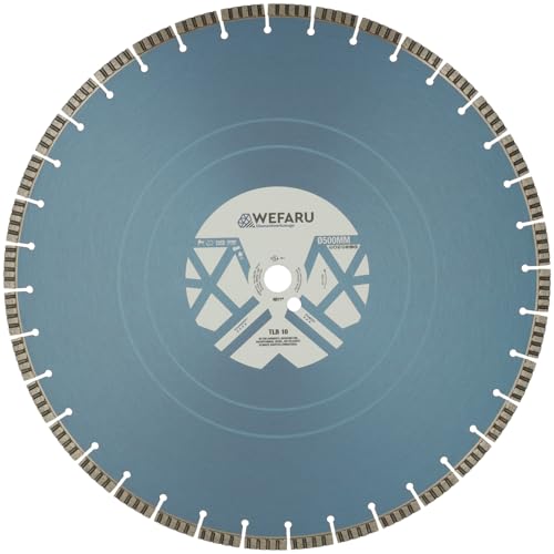 WEFARU Diamanttrennscheibe TLB 10 Ø 500 mm – Turbo-Segmente, 25,4 mm Bohrung, 10 mm Segmenthöhe – Profi-Trennscheibe für Beton, Ziegel, Kalksandstein, Waschbeton – Nass- & Trockenschnitt von wefaru